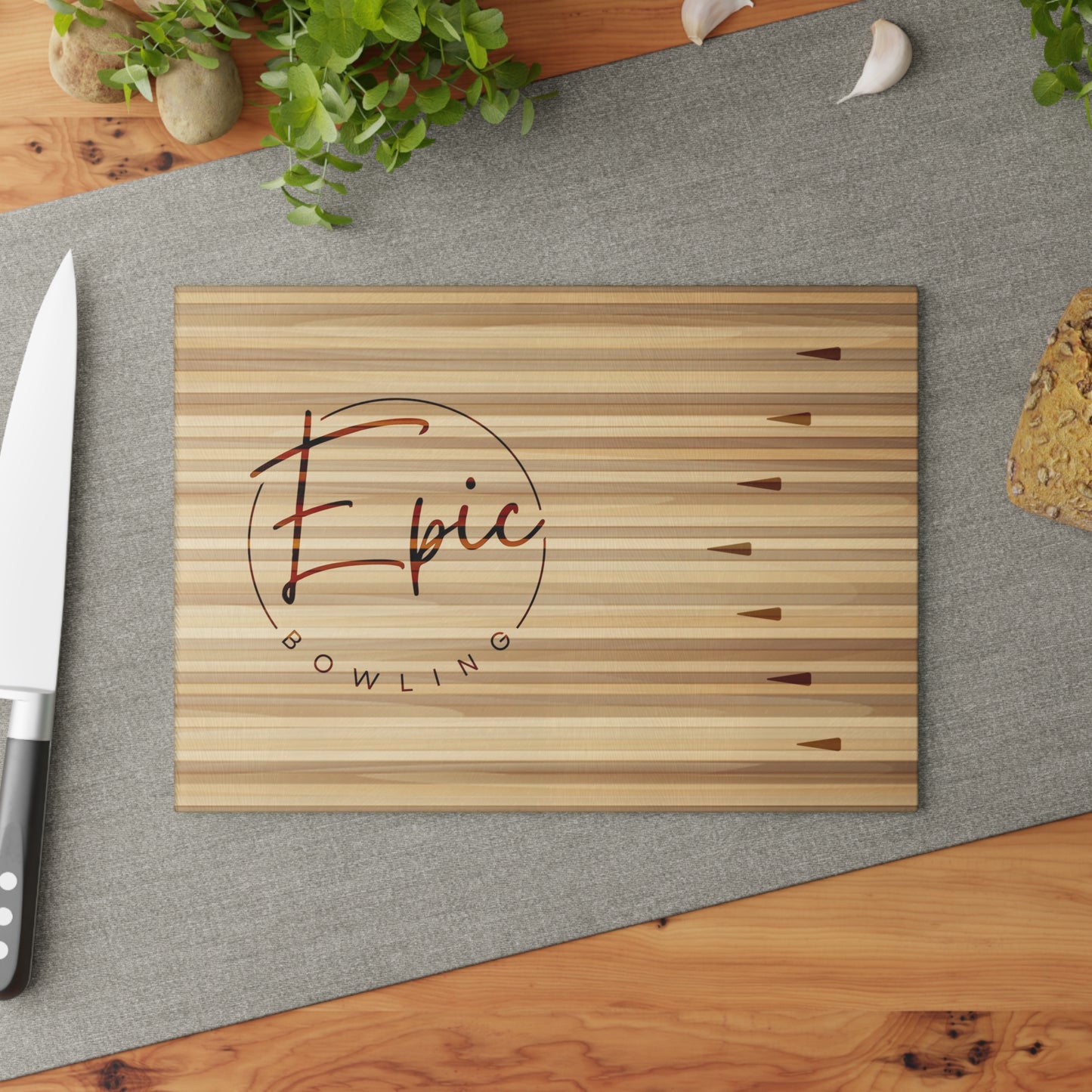 Epic Bowling Lane Glass Cutting Board