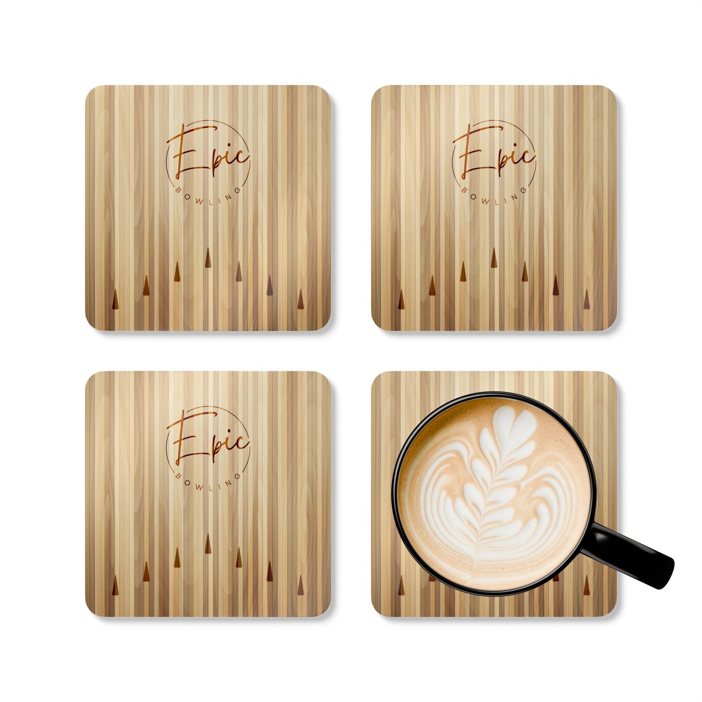 Epic Bowling Lane Corkwood Coaster Set
