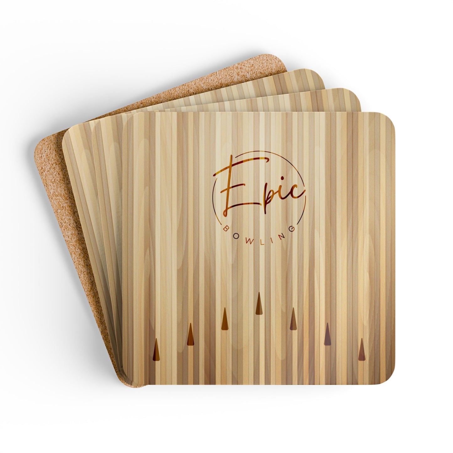 Epic Bowling Lane Corkwood Coaster Set